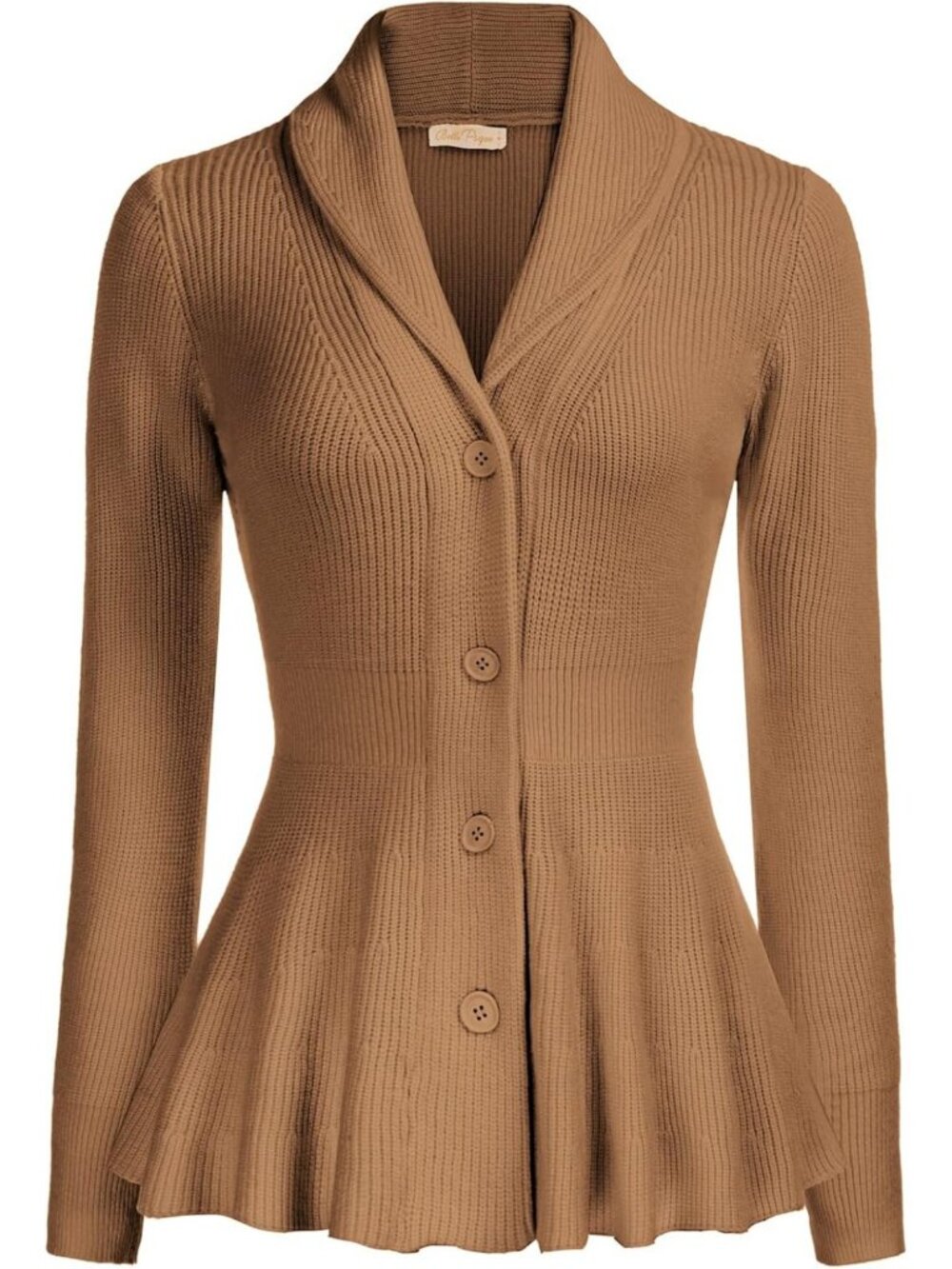 Vintage-Inspired Women's Cardigan Sweater with Shawl Lapel & Button Details